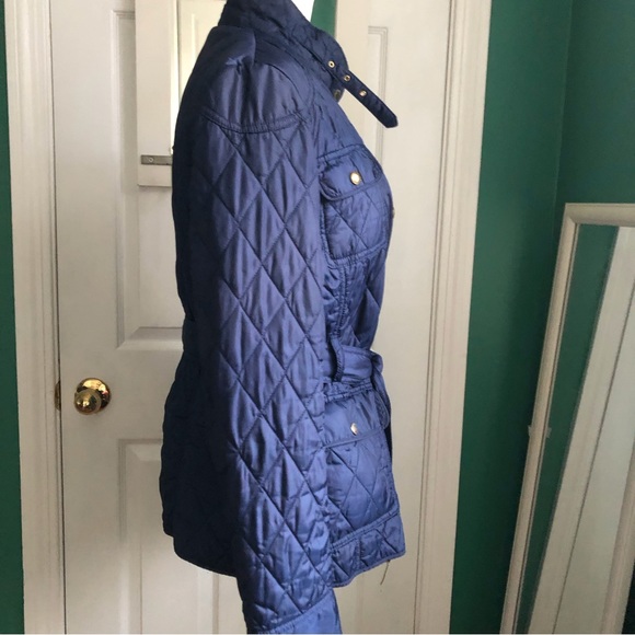 Banana Republic Blue Quilted Belted Jacket Small - Picture 2 of 9